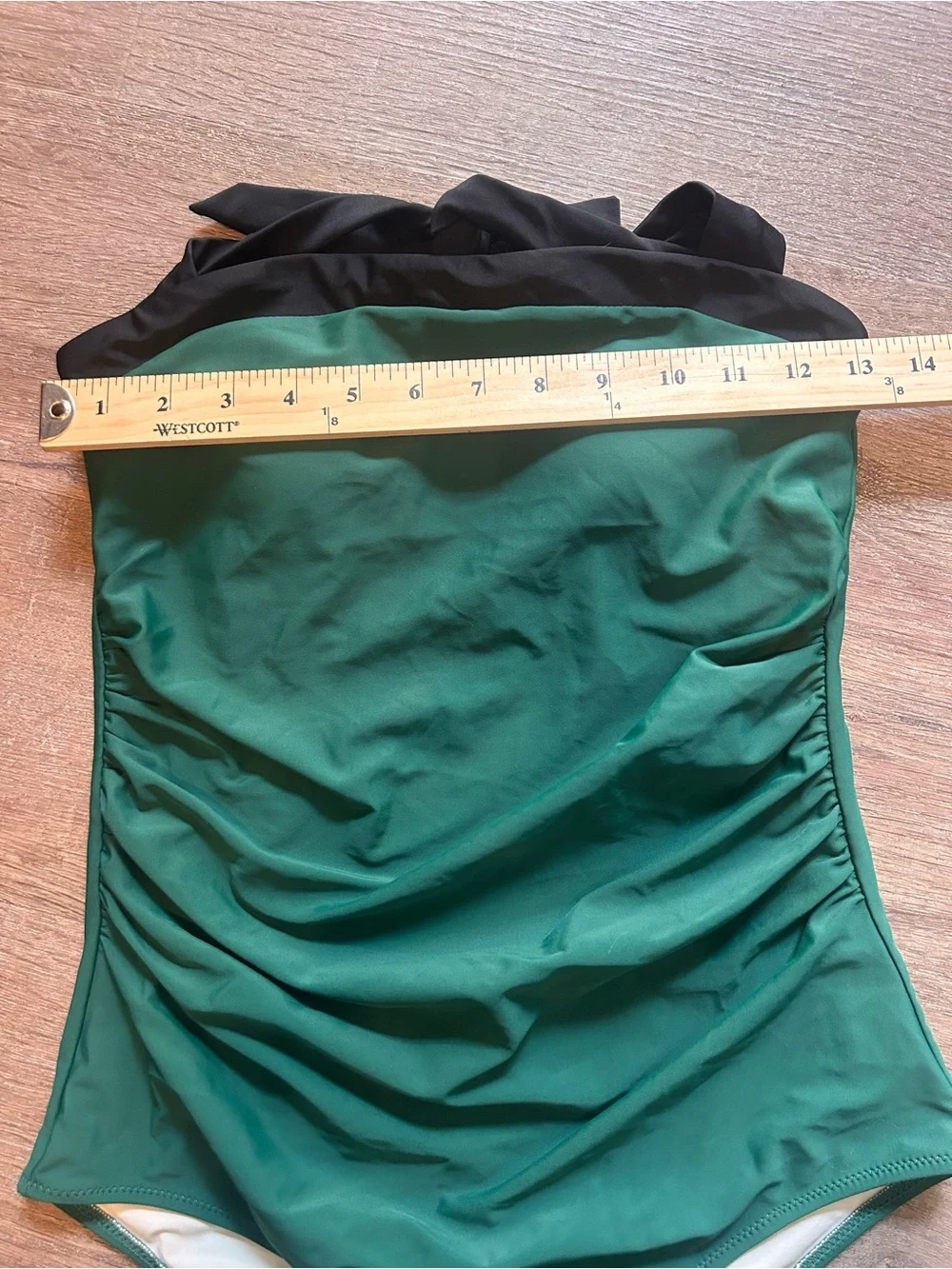 Halter One-Piece Swimsuit Womens Size M Green Halter Ruched Tummy Control